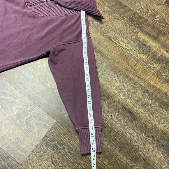 AERIE Down To Earth 1/4 Zip Oversized Sweatshirt Ribbed Wide Funnel Collar XS - Picture 6 of 10